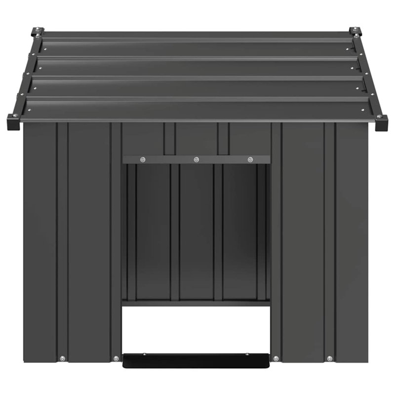Gonen Galvanised Steel Dog House, Anthracite, 81cm H x 85cm W x 107cm D