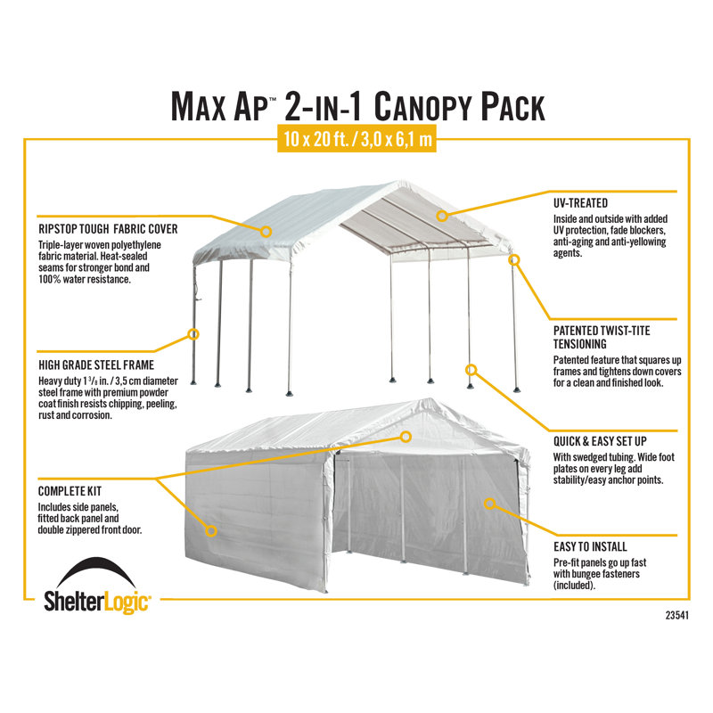 White 10 x 20 ft Steel Frame Outdoor Canopy Tent
