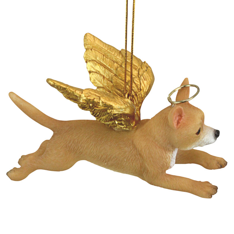 Golden Winged Chihuahua Resin Holiday Ornament