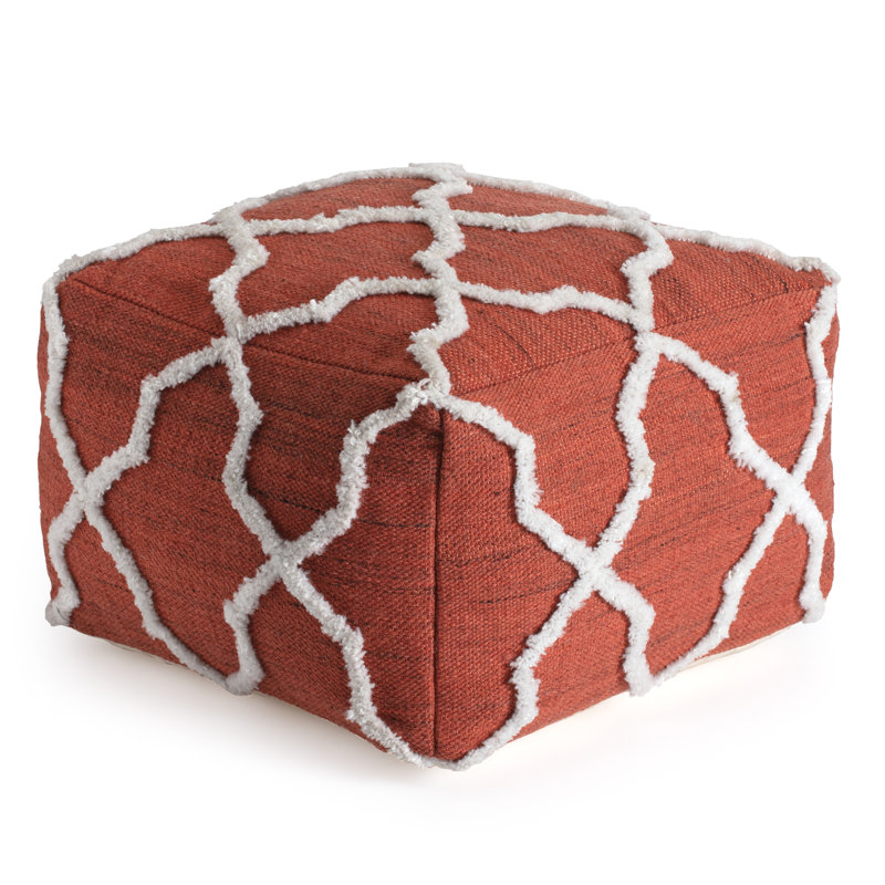 Prathersville Upholstered Pouf, Orange