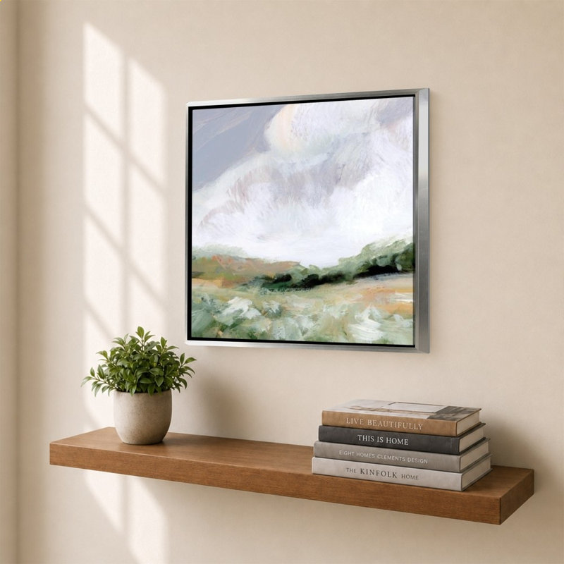 «Soft Summer Sky» par Katrina Pete - impression sur toile, 34" H x 34" W, Silver