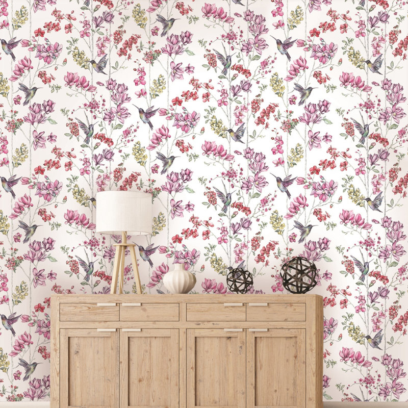 Charm Wallpaper Roll, White/Pink