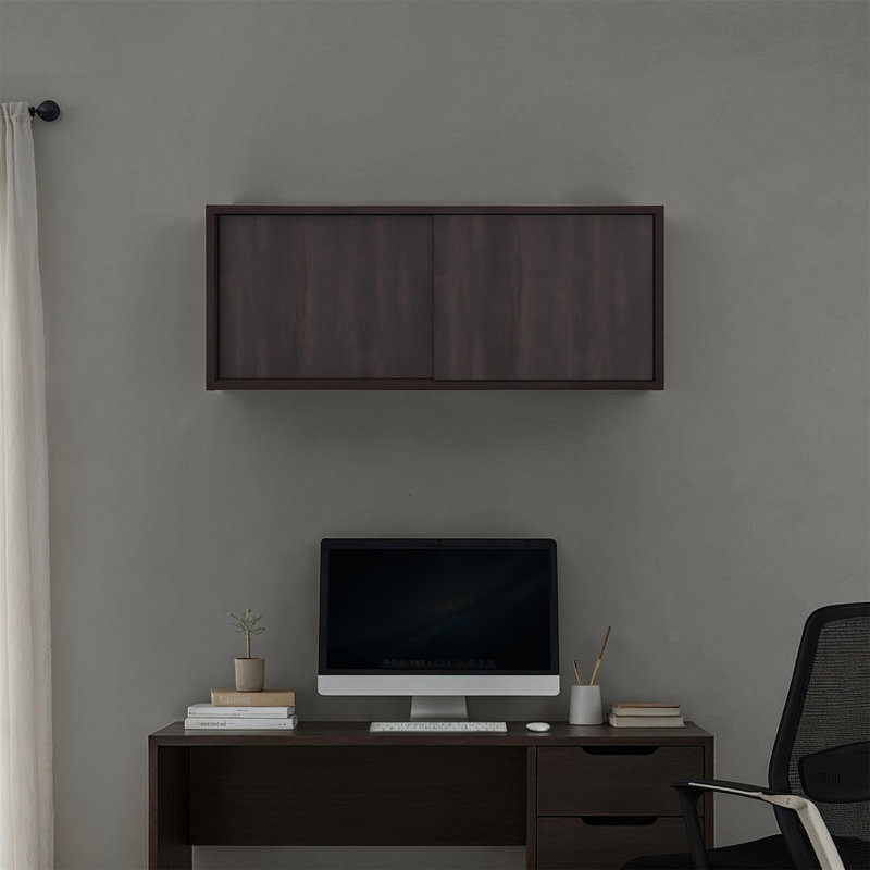 Armoire de rangement murale en noyer teint, Noyer