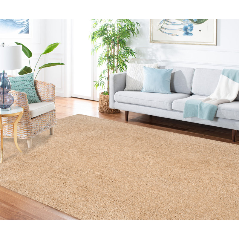 Tapis beige touffeté à la main, Rectangle 8 pi x 10 pi