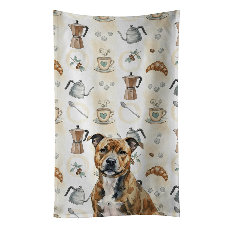 Serviette de cuisine Coffee Bar, Brindle Staffordshire Bull Terrier