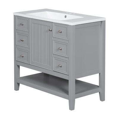 Fabrication de meuble-lavabo traditionnel 36 po avec évier en céramique et bois aggloméré Arlen