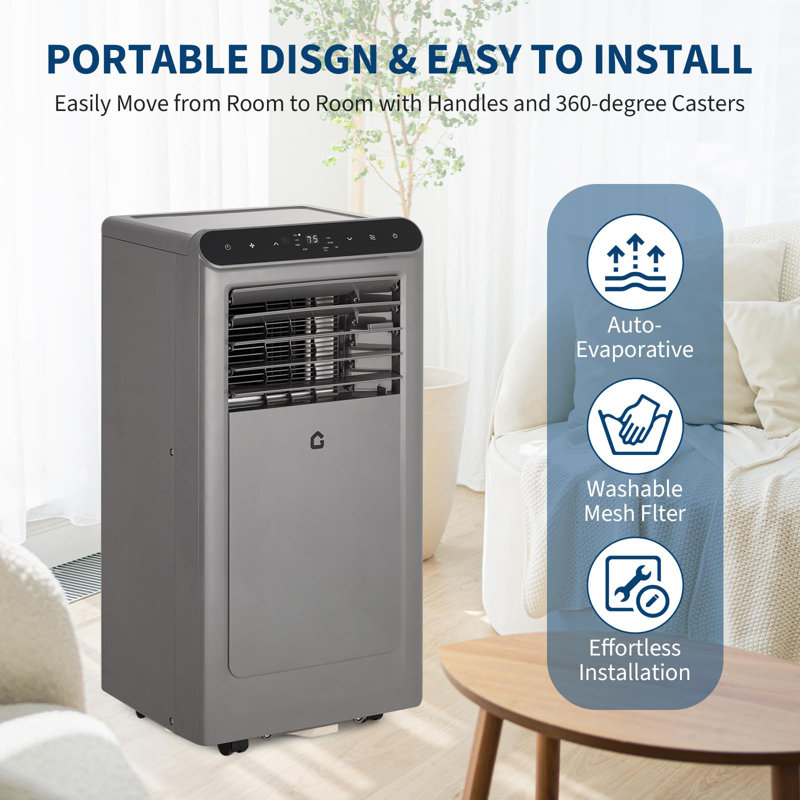 Climatiseur portatif 8 000 BTU pour les pièces de 450 pieds carrés - Refroidissement 3-en-1 avec déshumidificateur / ventilateur, télécommande incluse, ensemble de fenêtre / mode veille (écoénergétique et silencieux)