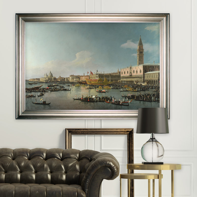 «venice the basin', reproduction de peinture à l’huile, Cadre argenté, H 30 po x l 42 po x P 2 po, Pas de tapis