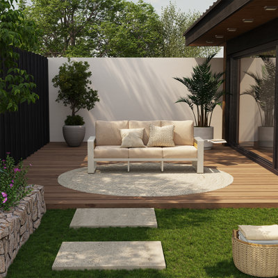 Canapé d'extérieur en aluminium 3 places pour patio avec coussins épais