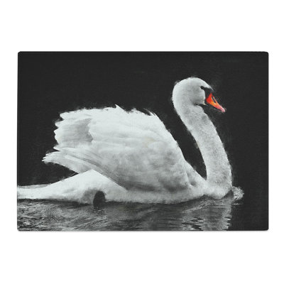 Tempered Glass Swan Swimming Painting Chopping Board