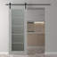Porte de grange préfinie en bois massif et en verre manufacturé Avon 5 Lite avec trousse de quincaillerie d'installation-91677132-91677135