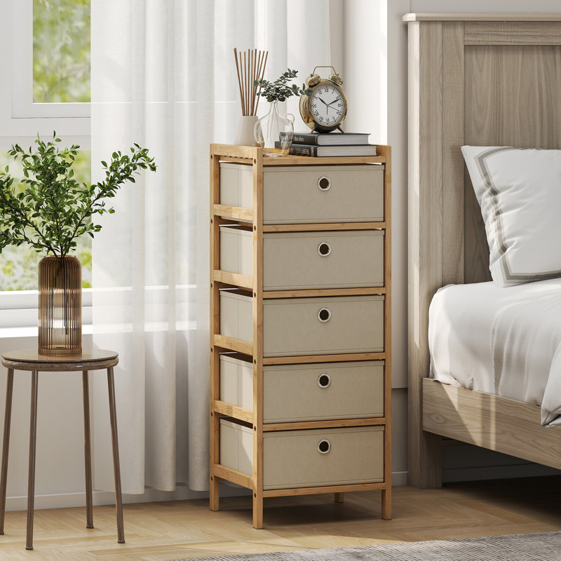 33 cm W Chest of 5 Drawers, Cream
