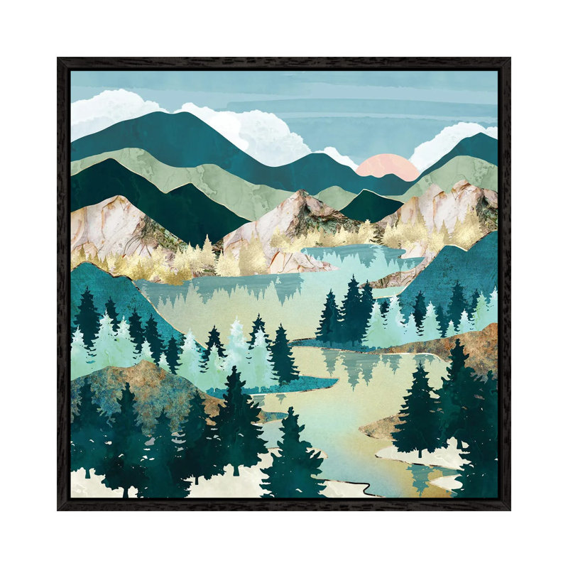 Winter Sun - Print on Canvas, 93.98 cm H x 93.98 cm W, Black Framed