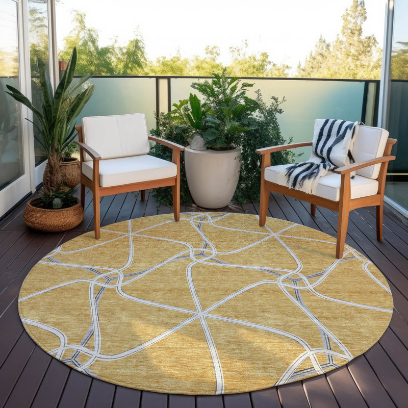  Aleg Area Rug with Non-Slip Backing, Round 8'