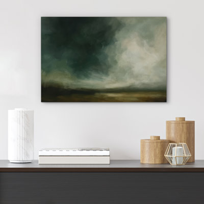 «Dark Green Storm Clouds Over Abstract Landscape», reproduction d'art sur toile encadrée