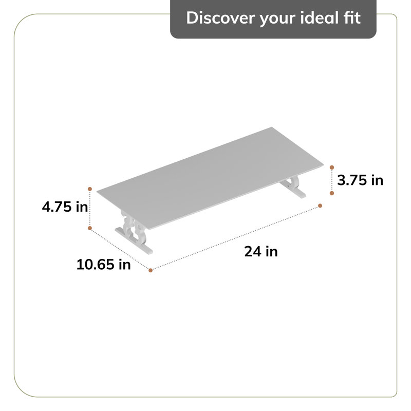 Coyt Solid Wood Monitor Stand, Whitewash, 24 Inches