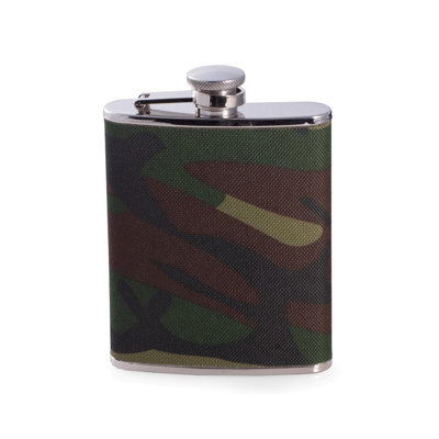 Fiole à motif camouflage 6 oz en acier inoxydable Burkart