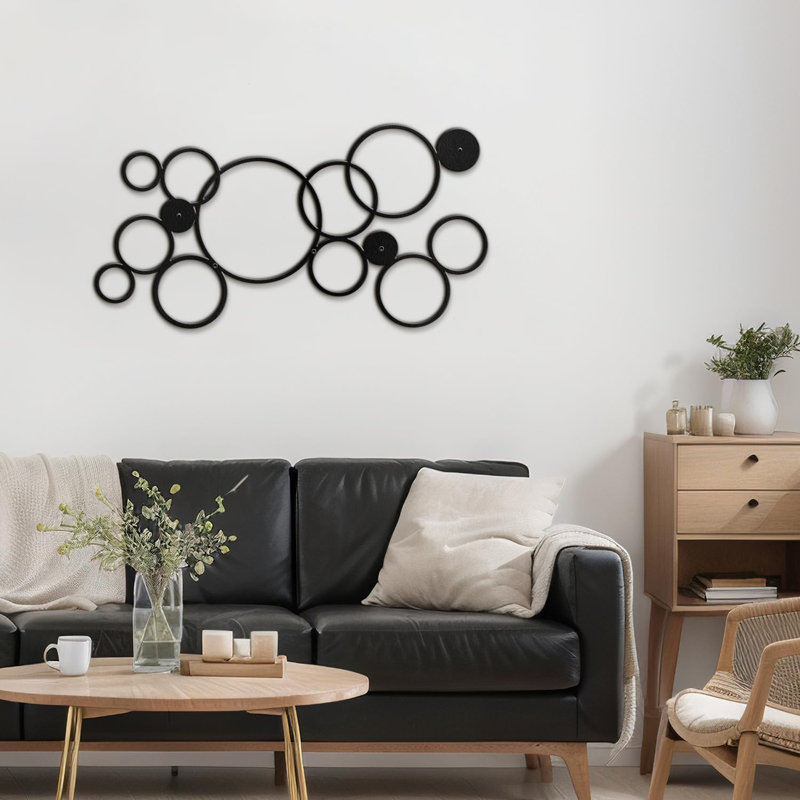 Décoration murale en métal, H 15 po x l 30 po x P 0,05 po, Noir