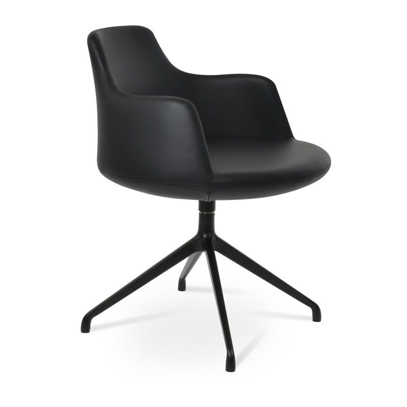 Dervish Spider Swivel Arm Chair, Black, Black Leatherette
