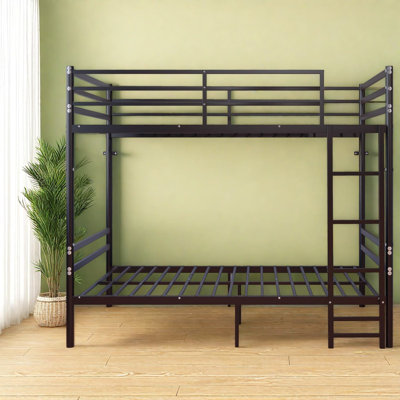 Convertible Twin Over Twin Beds with Storage, Metal Frame, Modern Black Bedroom