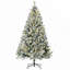 Arbre de Noël artificiel haut 6 pi avec branches enneigées et lumières DEL blanc chaud ou coloré, base en acier robuste