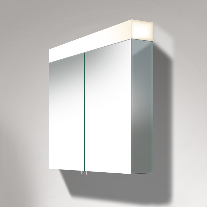 Armoire à pharmacie sans cadre à fixation en surface avec 2 tablettes et éclairage à del Delos