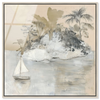 Marée silencieuse I, impression acrylique encadrée, décoration côtière vintage par Art Remedy, cadre argenté, 30,5 x 30,5 cm