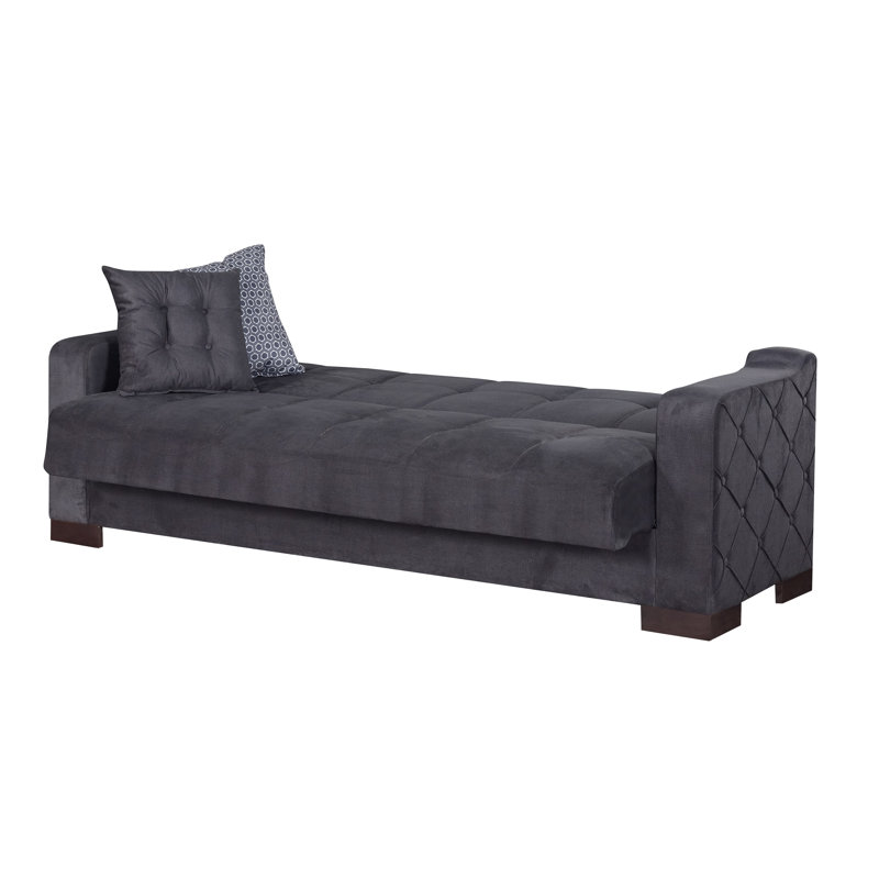 Tevrat Twin 89'' Upholstered Convertible Sofa, Gray Microfiber/Microsuede