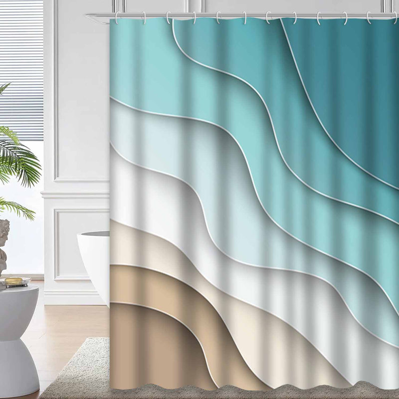 Rideau de douche abstrait à motif de vagues abstraites avec 12 crochets, L 72 po x l 78 po