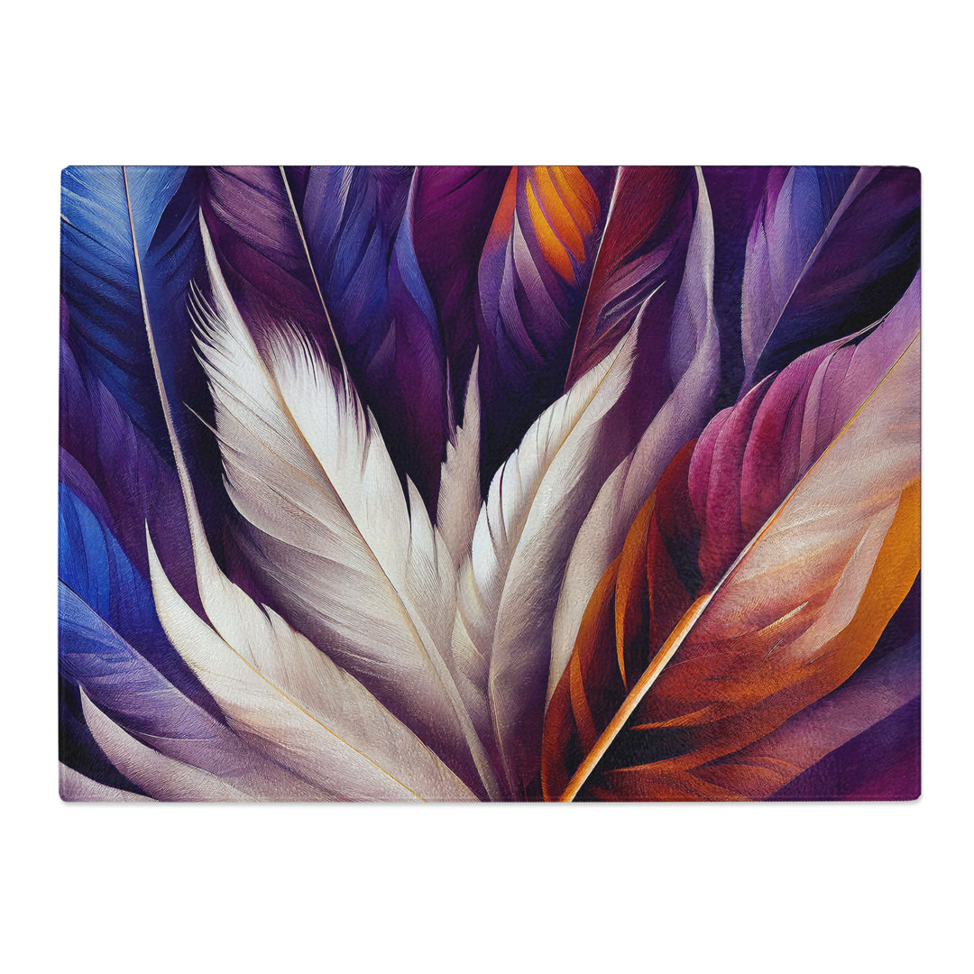 Exhilarating Bird Feathers  Glass Chopping Board