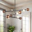 Reese 48-in Urban Bronze Dimmable LED Chandelier with Amber Glass-793185762