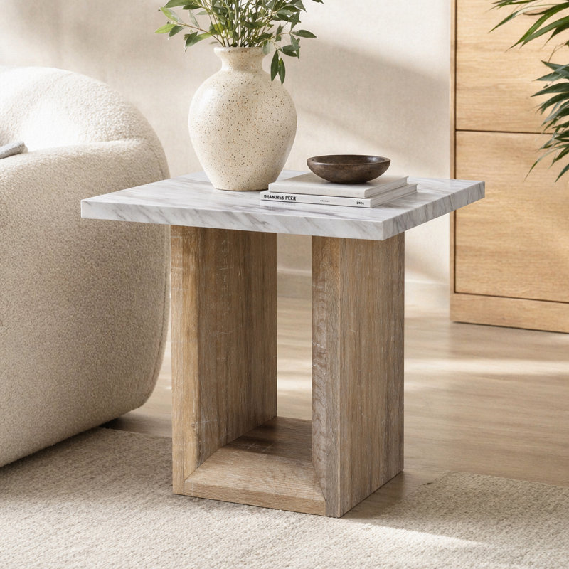 Table de bout en marbre Gregory, 24.03" H x 26.03" W x 26.03" D