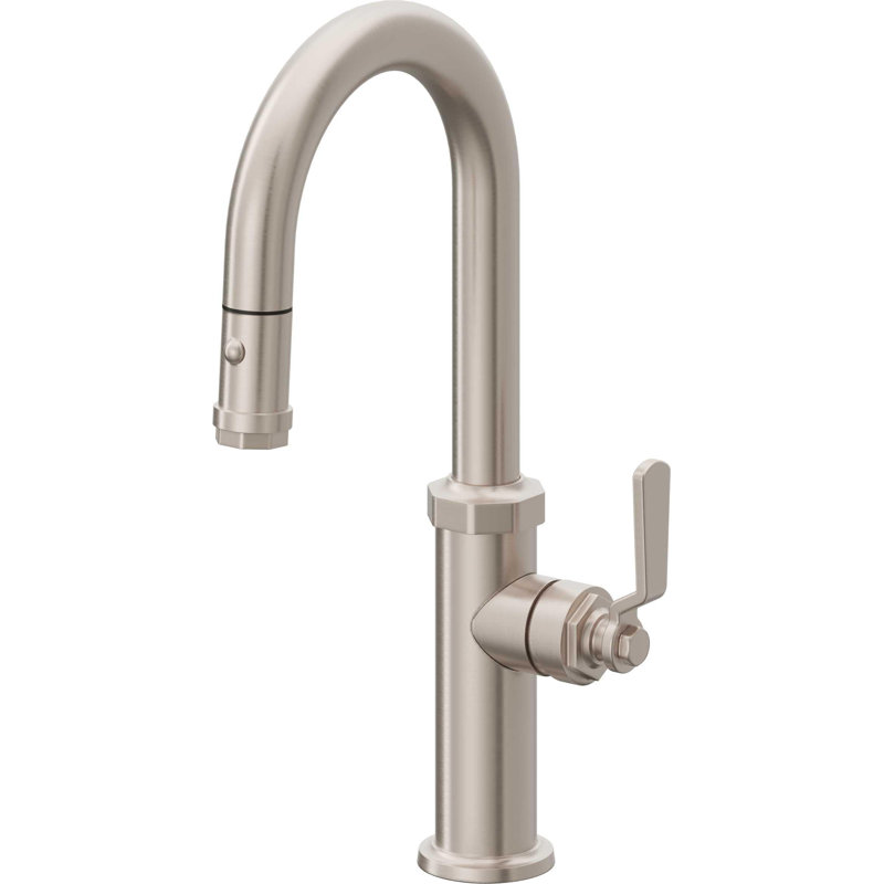 Pull-Down Prep/Bar Faucet With Button Sprayer, Satin Nickel