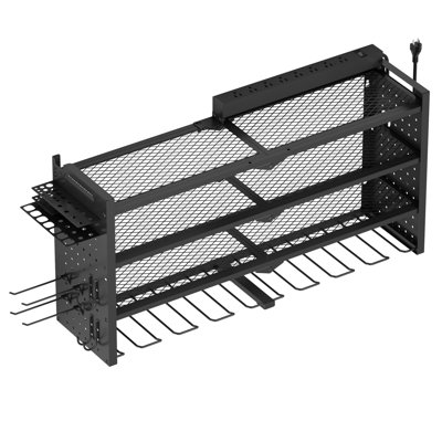 Adaeze Power Large Electric Tool Storage Rack Wall-Mounted With 600-Pound Capacity Heavy-Duty Four-Tier 12-Drill Holder