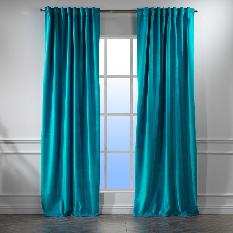 Matte Velvet Extra Wide x Extra Long Custom Made Decorative Double Panel, 52" W x 72" L, 41 Aqua Blue