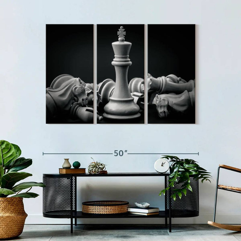 Chess King - ensemble de 3 toiles tendues, H 32 po x l 50 po x P 1,25 po