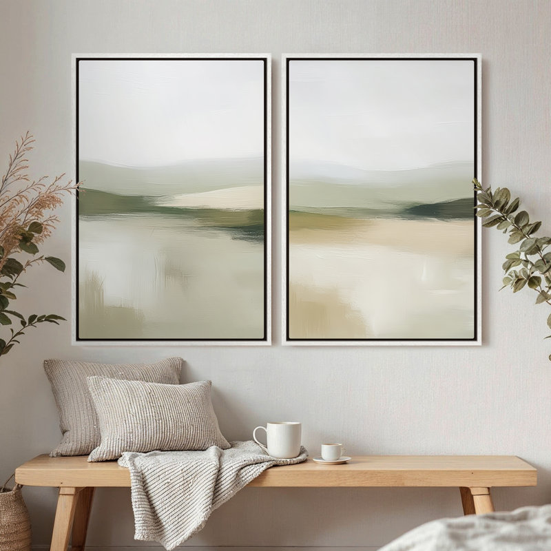 Framed Canvas Wall Art, Vintage Abstract Wall Canvas Prints, 36" H x 24" W, White