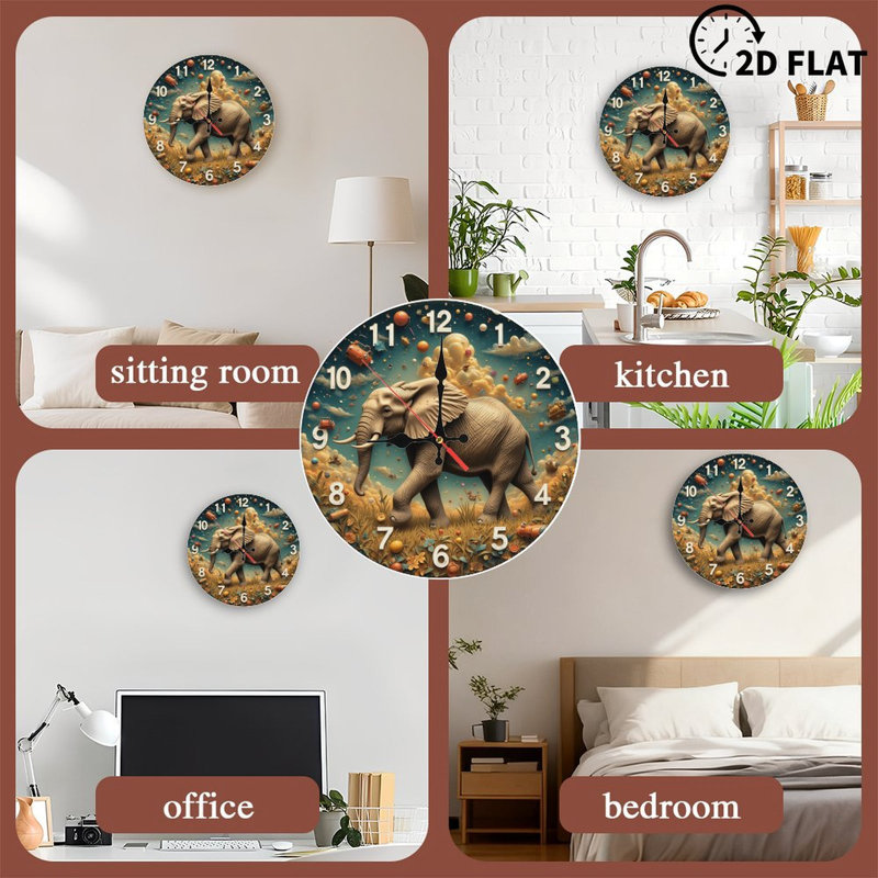 Elephant Clock Decor