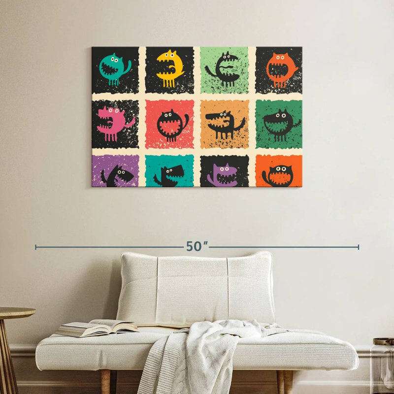Funny Cartoon Monsters, 26" H x 39" W