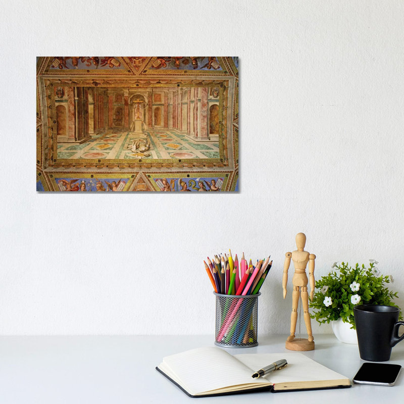 The Fall Of The Idols And The Rise Of Christianity (Central Panel, Ceiling, Room Of Constantine, Vatican), 1582 by Tommaso Laureti - Wrapped Canvas Painting