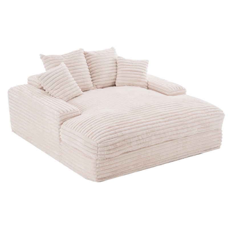 69"X65.7"Oversized Chaise Lounge Chair,Upholstered Cozy Corduroy Sleeper Sofa Bed-No Assembly Required,Includes 4 Pillows&Wide Armrests,High-Density F