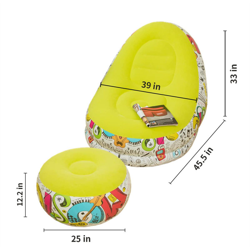 Chaise longue inclinable gonflable Clea, Jaune