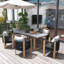 Ensemble repas d'extérieur 7 pièces avec chaises en corde tissée et plateau en faux marbre pour 6 personnes (70,9 po)