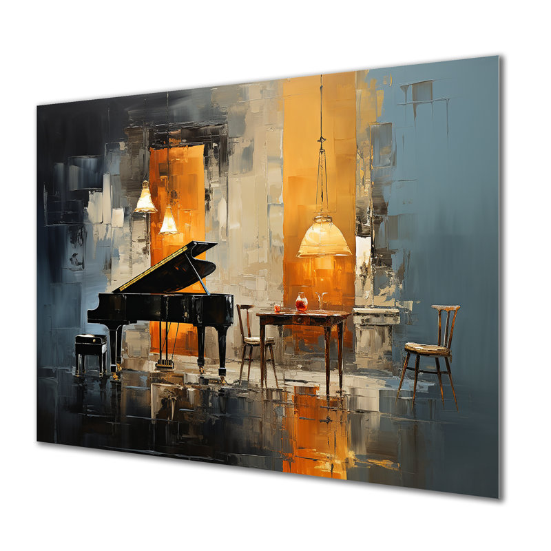 Jaune et bleu, piano, harmonie de la pièce I - musique jazz, art mural en métal MT134886, H 12 po x l 20 po x P 1 po