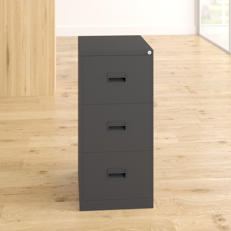 46.5cm Wide 3 -Drawer Steel File Cabinet, Black