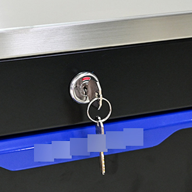 Chariot à outils à 5 tiroirs avec roulettes et serrure - bleu noir, matériau en acier laminé à froid, fiable pour une utilisation quotidienne + chariot bleu, finition thermolaquée, amovible, pratique