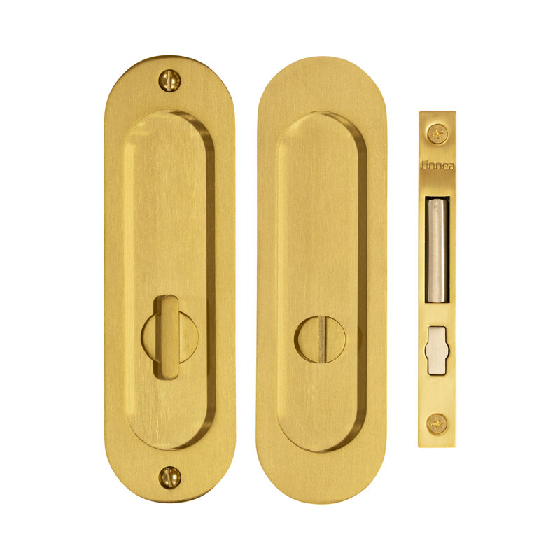 Pocket Door Hardware- Privacy, Satin Bronze