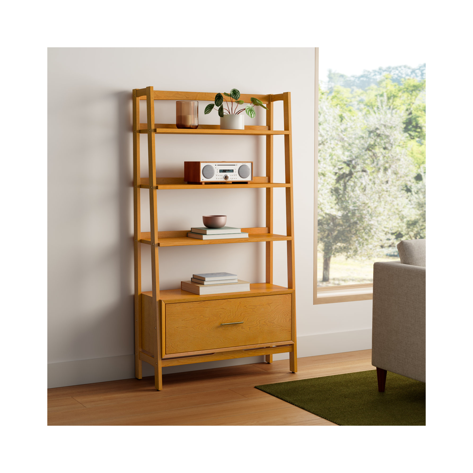 Stiles Etagere Bookcase, Acorn, 70"H x 38"W x 15"D 