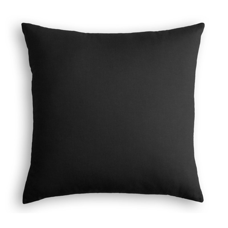 Housse de coussin carrée, 16 po x 16 po, Noir, Duvet