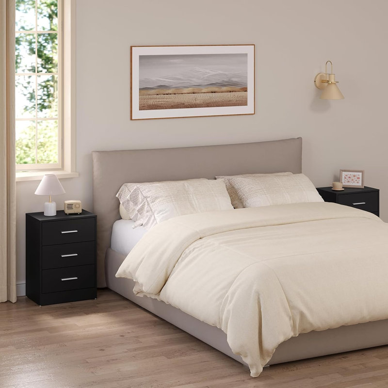 39 cm W Bedside Table, Black
